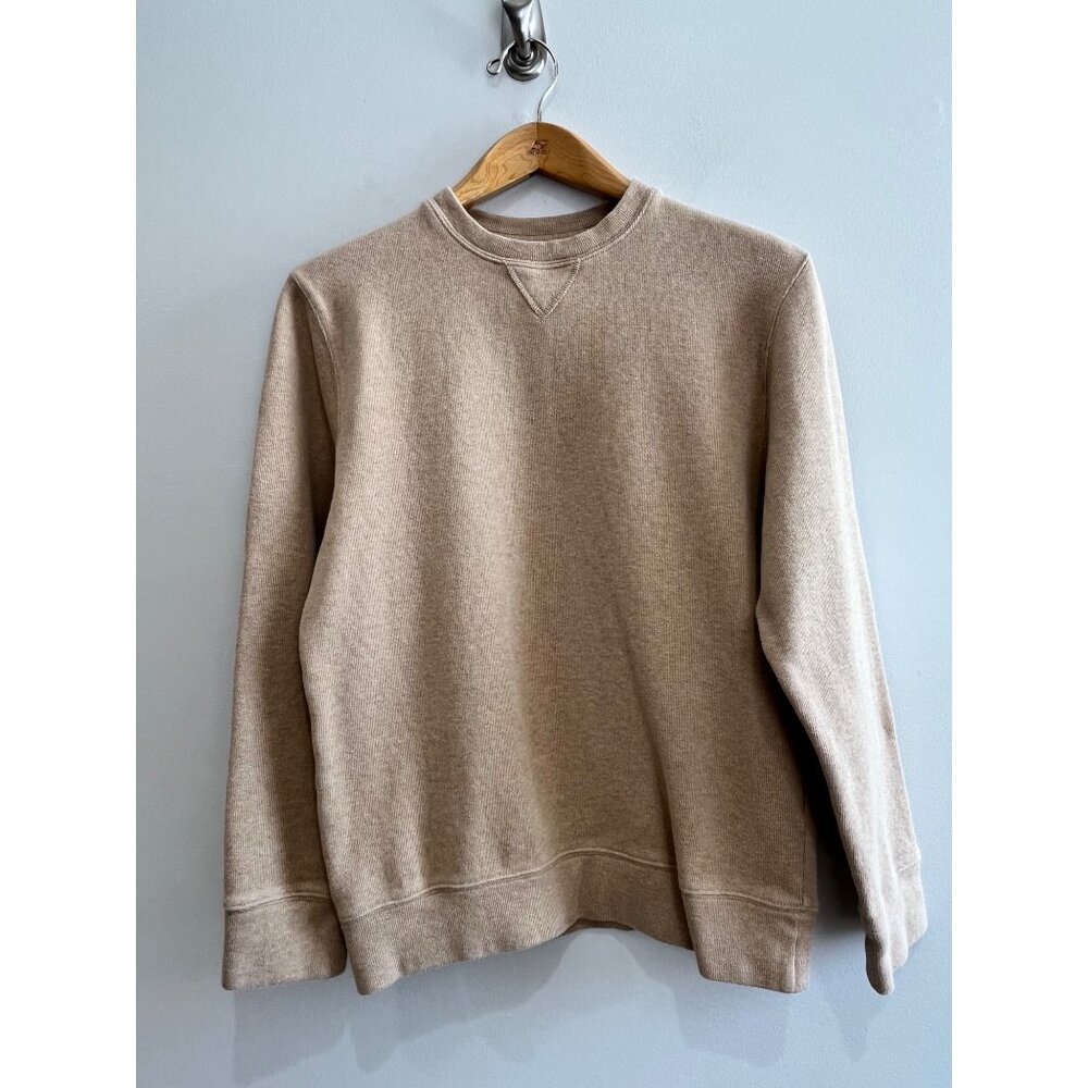 Lands End Crew Neck Sweatshirt Mens S Tan Heavyweight Preppy